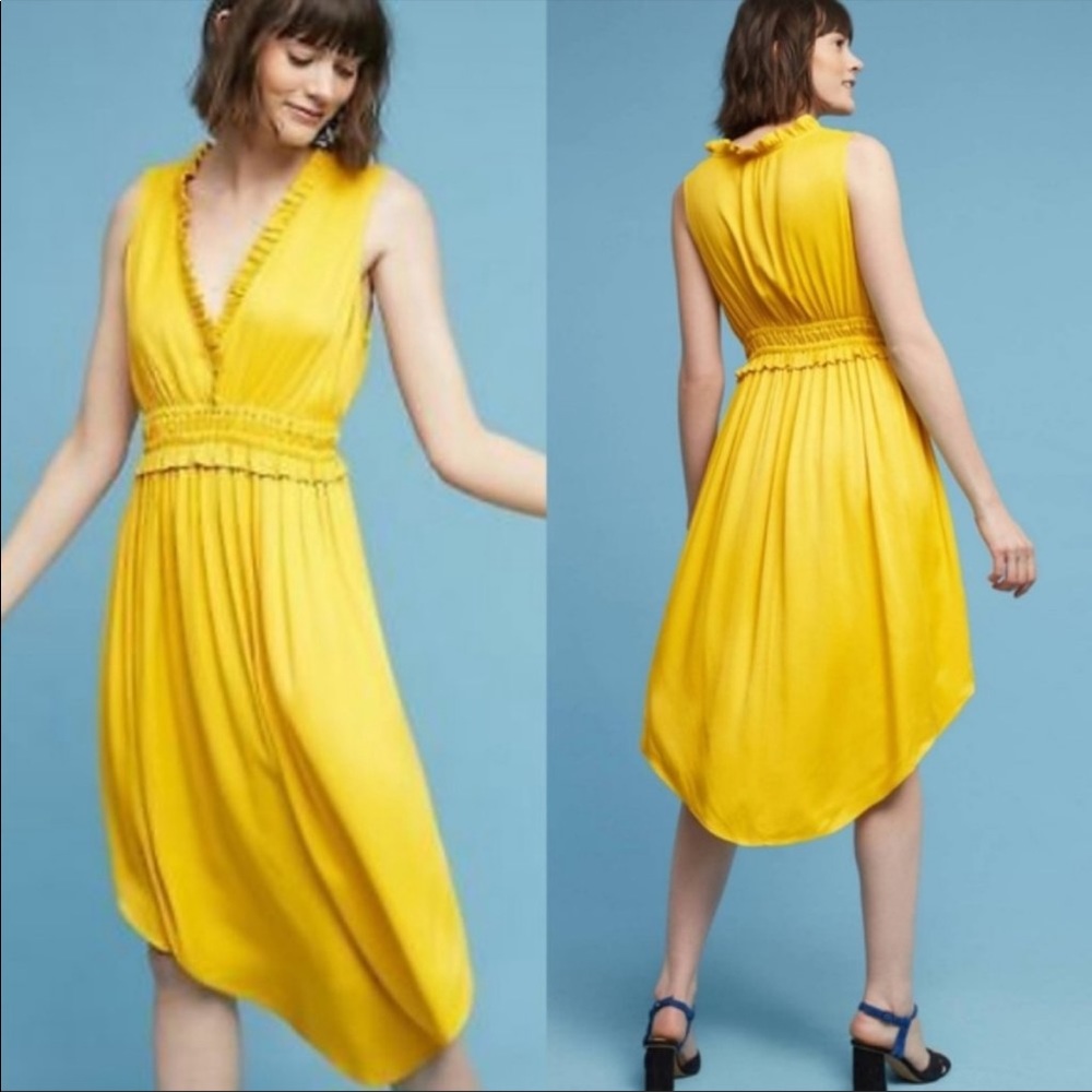 Anthropologie Maeve La Habana Yellow MIDI Dress